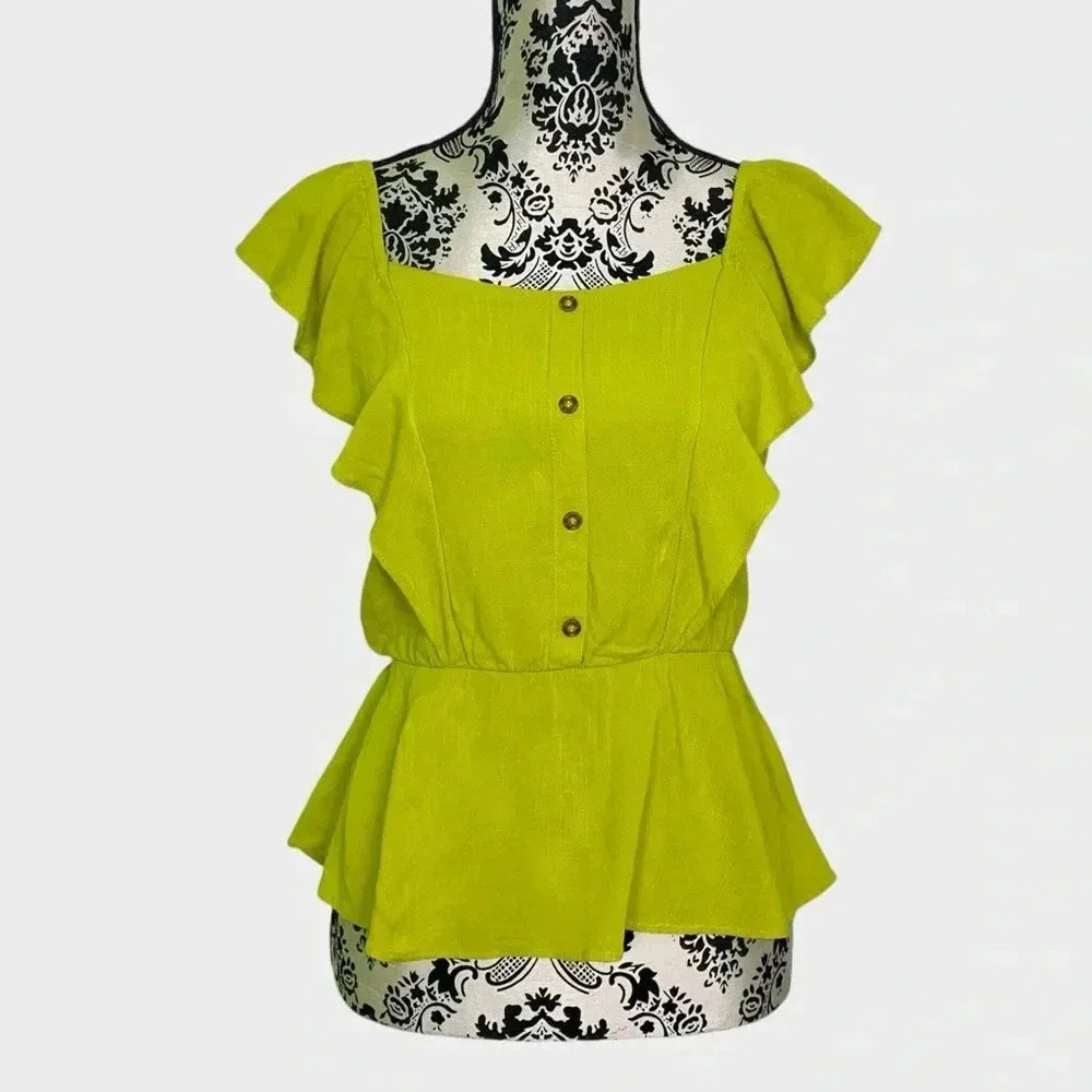 Moa Moa Ruffle Button Down Blouse - Picture 4 of 7